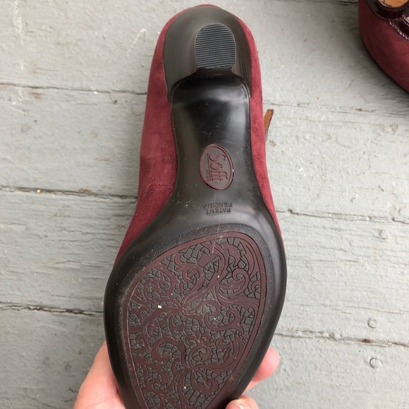 Sofft Maroon Suede Heels Wide Width - Picture 5 of 6